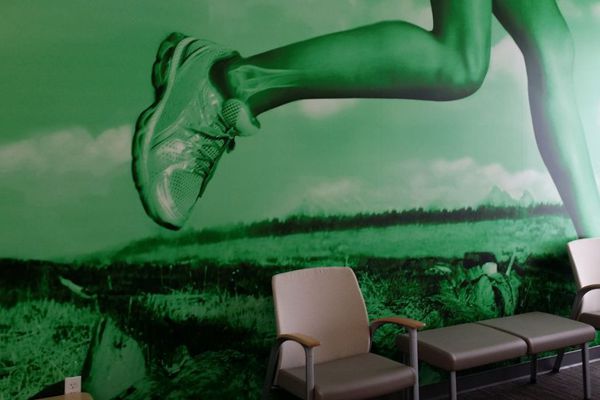 green foot wall mural